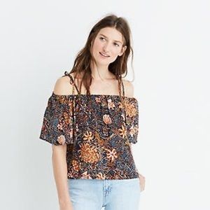 Madewell Silk Off-the-shoulder top in Sea Floral